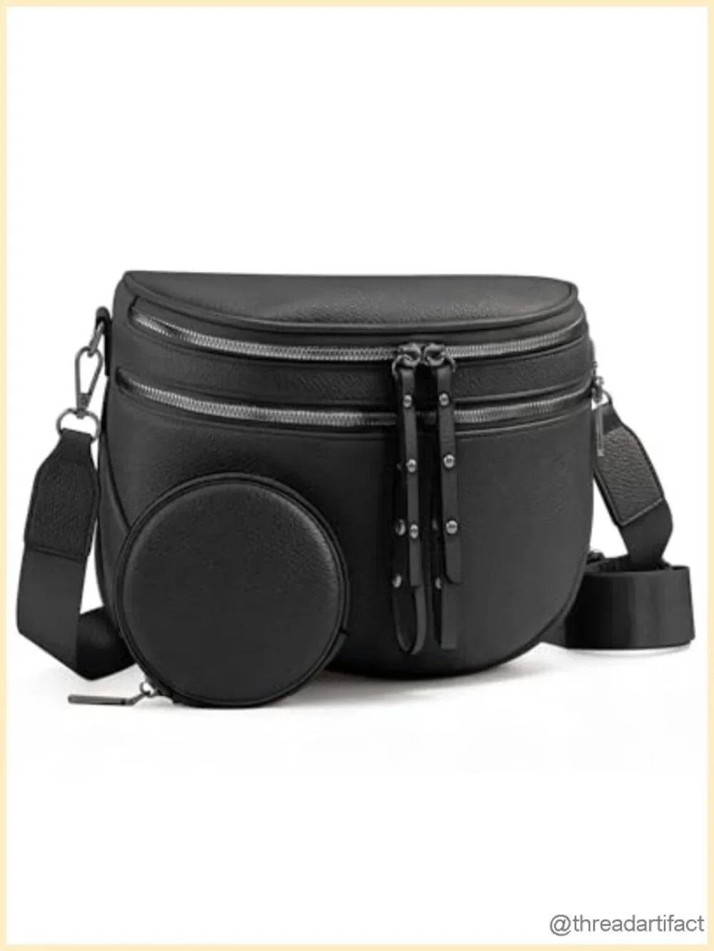 Vegan Leather Crossbody Bum Bag with Coin Purse - Adjustable Strap, 4 Pockets